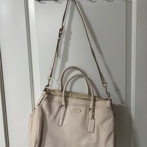 Elegant Cream Leather Tote Bag coach